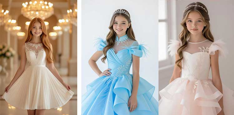 لباس مجلسی پوشیده برای عروسی دخترانه نوجوان 10 تا 15 سال